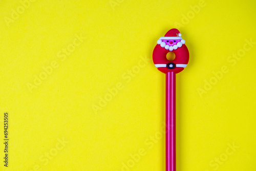 Christmas themed decorate isolated on yellow background.Christmas concept.