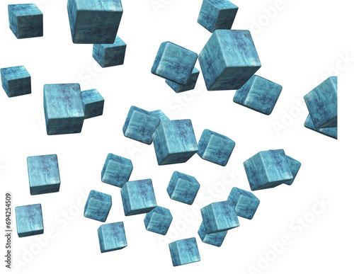 3d cubes isolated on white,flyer background, blue squares, pixel