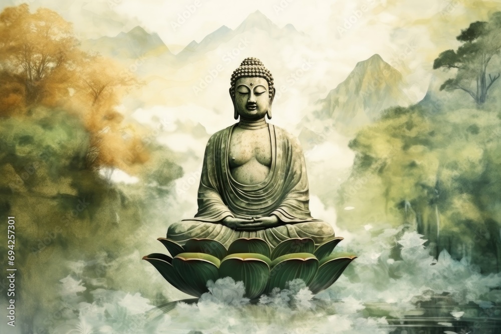 Buddha statue as wallpaper illustration