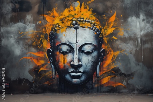 Buddha statue as wallpaper illustration