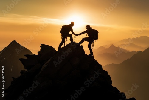 Peoples climbing and helping each others, team work , success business concept