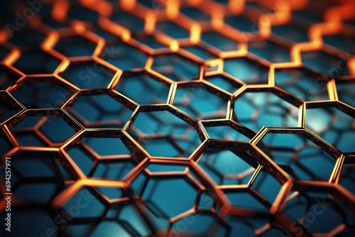 Hexagonal material, nanotechnology concept.Hexagonal material, nanotechnology concept, business template photo