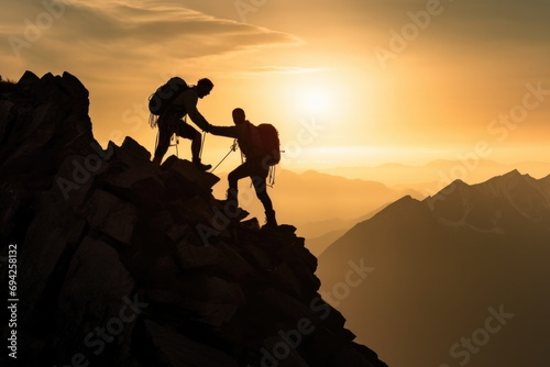 Peoples  climbing and helping  each others  team work   success business concept