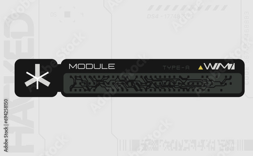 Cyberpunk style decal. Vector car service stickers in futuristic style.