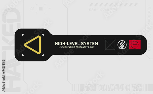 Cyberpunk style decal. Vector car service sticker in futuristic style.