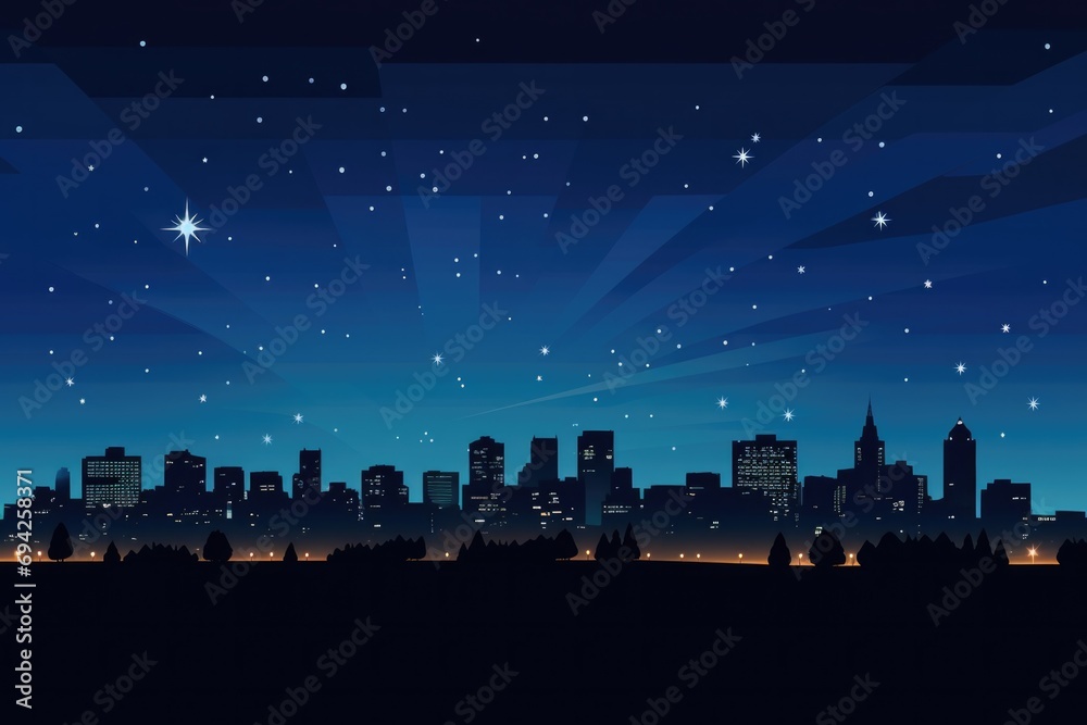 city lighting at night silhouette with star city lighting at night silhouette with star