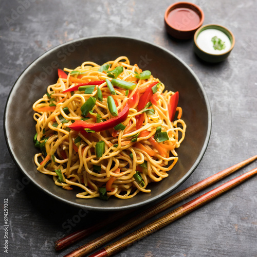 schezwan noodles or vegetable hakka noodles or chow mein is a popular indo chinese recipes