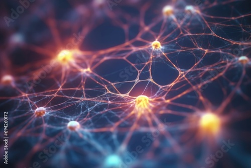 Neuron brain cells on a blue background.