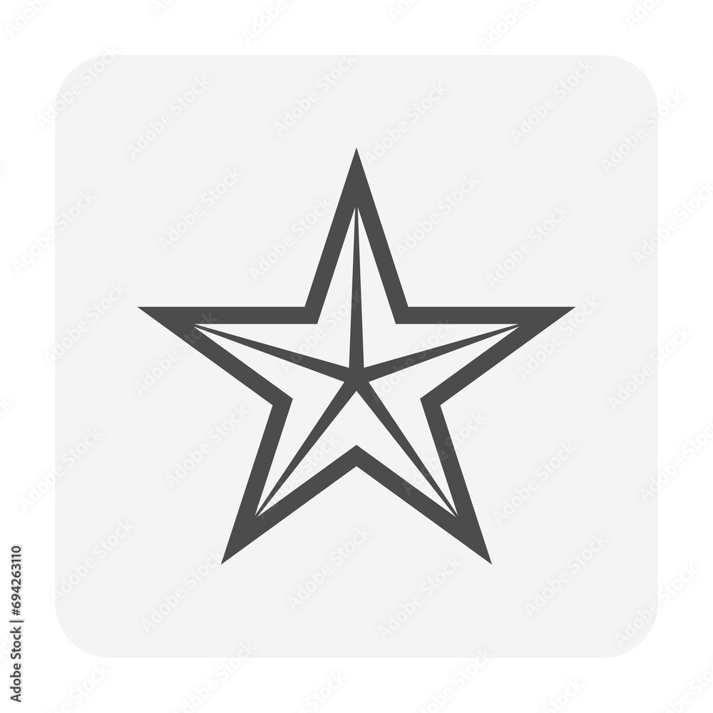 Christmas star vector icon design. Golden metal for ornament or decoration by hanging on top of christmas tree for event i.e. celebration, merry christmas, holiday, happy new year in winter season.
