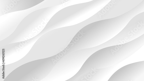 Couche de chevauchement d'arrière-plan abstrait géométrique blanc 3D sur un espace lumineux avec décoration de vagues. Concept de style de découpe d'élément de conception graphique moderne minimaliste