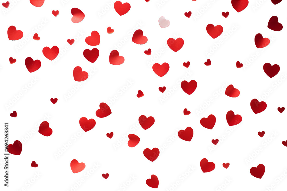 heart shaped confetti on  transparent background