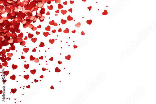 heart shaped confetti on transparent background