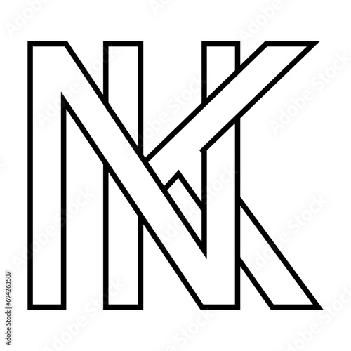 Logo sign nk kn icon double letters logotype n k