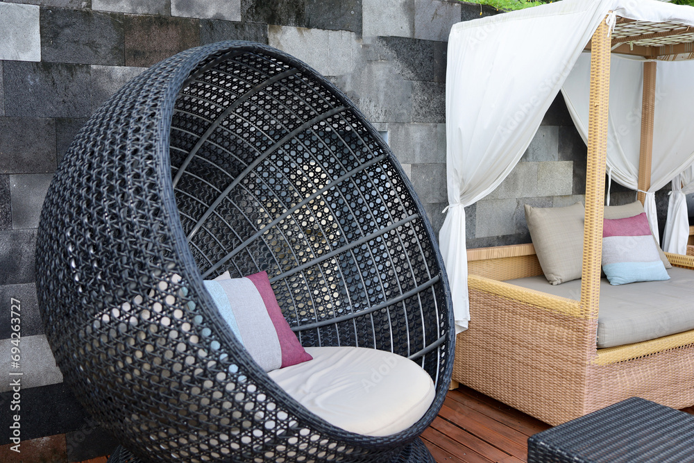 Obraz premium outdoor round bed sofa.
