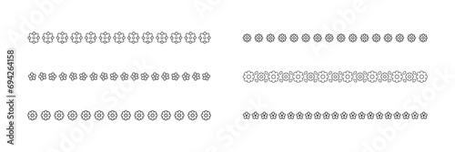 Cute Spring Floral Divider Borders Outline Line Art Doodle Set. Springtime and Easter flower separators design elements.