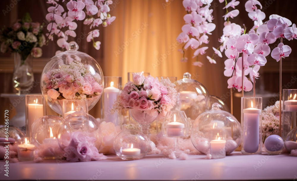 flowers and candles, wedding decoration 