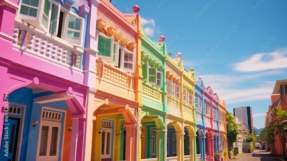 colorful houses on the street country