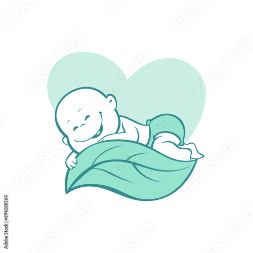 line art silhouette of a sleeping little baby