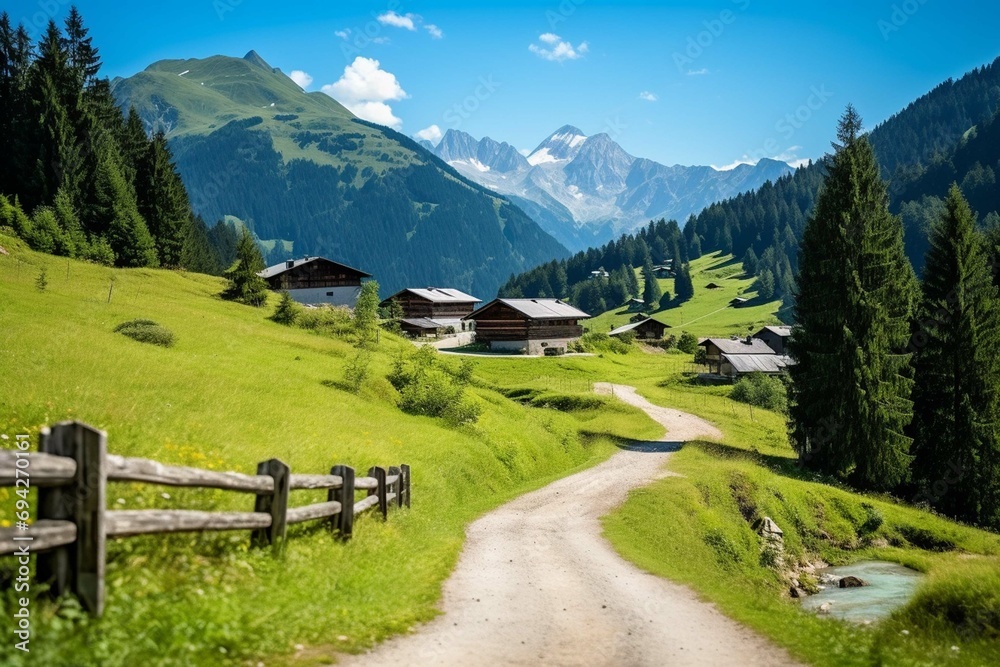 Scenic mountain nature along the Gerlos Alpine Road, Austria 