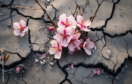 A flower thriving amidst the cracks of the street.