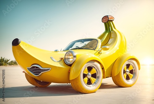 a cute car designed to look like a banana photo