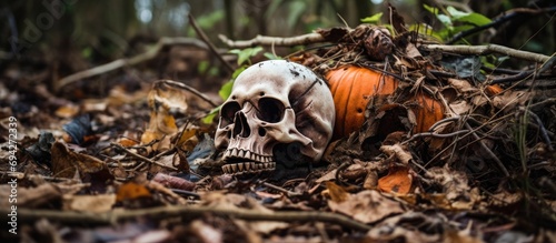 Decaying Halloween decorations outdoors © 2rogan