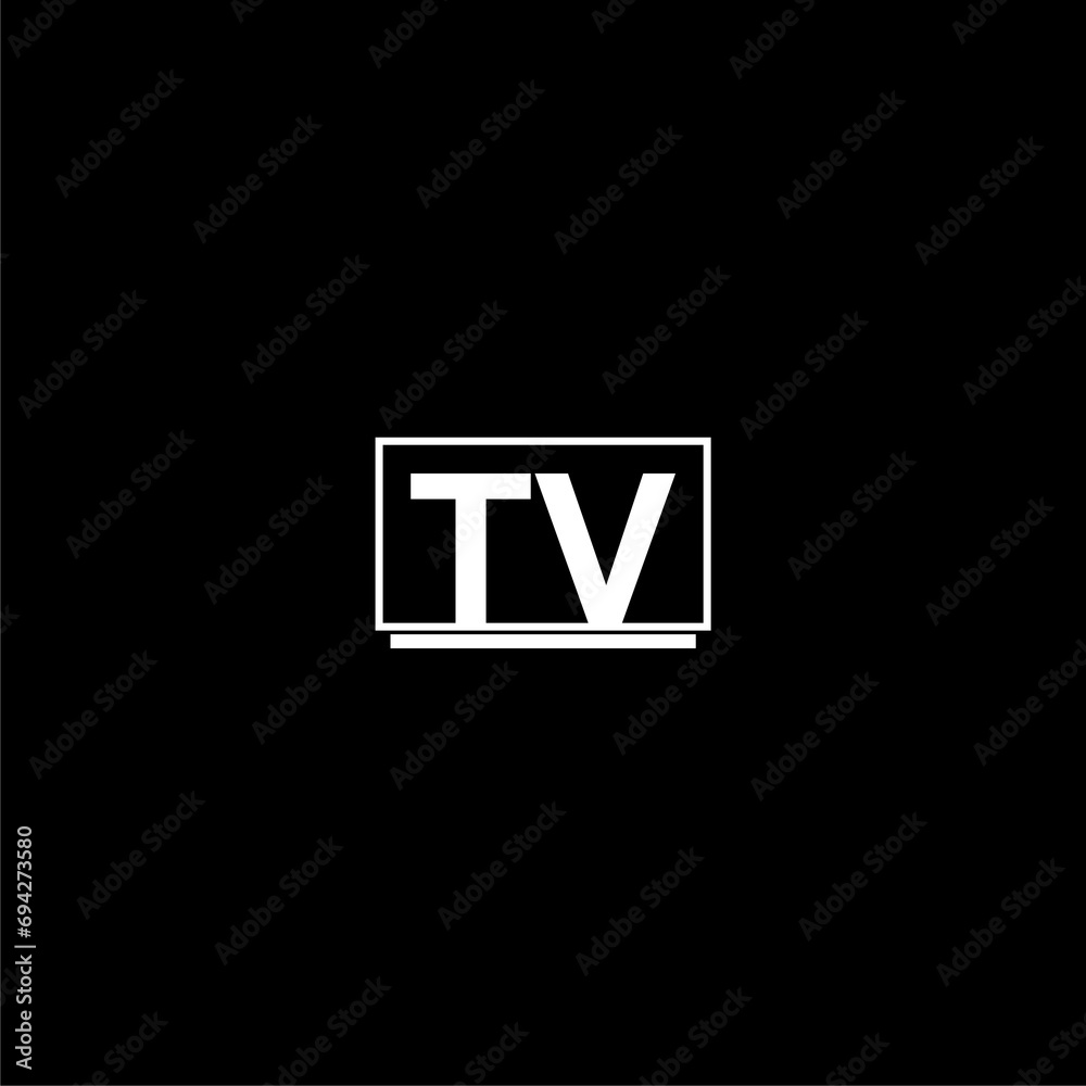 Modern TV icon isolated on dark background Modern TV icon isolated on dark background