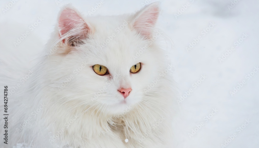 Portrait of the white Persian cat.