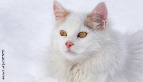 Portrait of the white Persian cat.