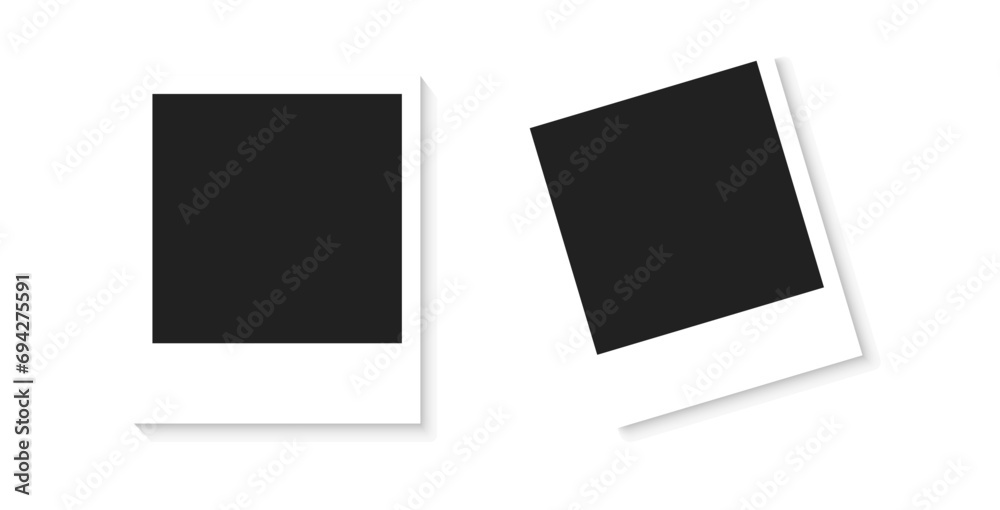 Realistic Polaroid photo frame mockup set. Empty photo frame mock up with shadow. Vintage card. Vector illustration Realistic Polaroid photo frame mockup set. Empty photo frame mock up with shadow. Vintage card. Vector illustration