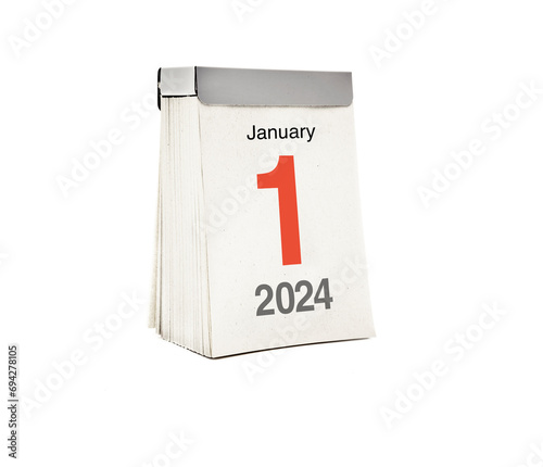 Kalender mit dem 1.Januar 2024 als Kalenderblatt