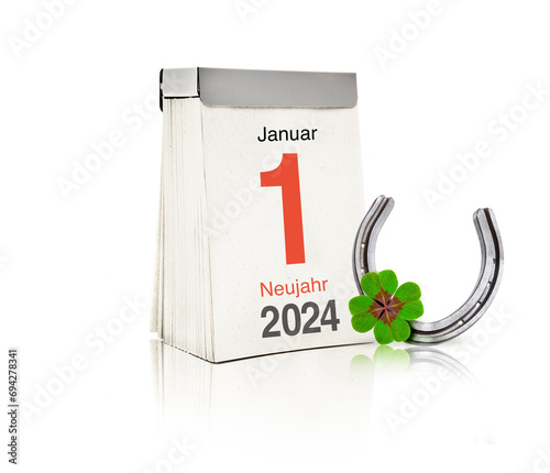 Kalender mit dem 1.Januar 2024 als Kalenderblatt