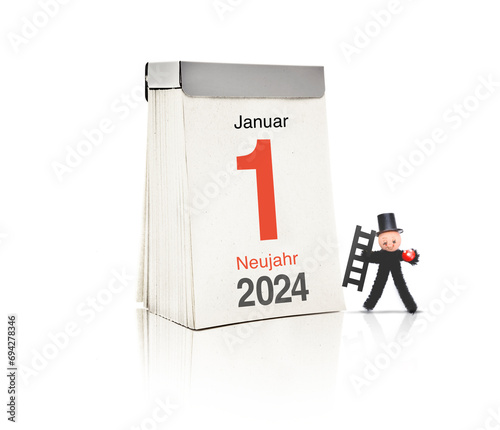 Kalender mit dem 1.Januar 2024 als Kalenderblatt