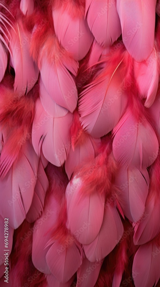 Pink feathers . Vertical background