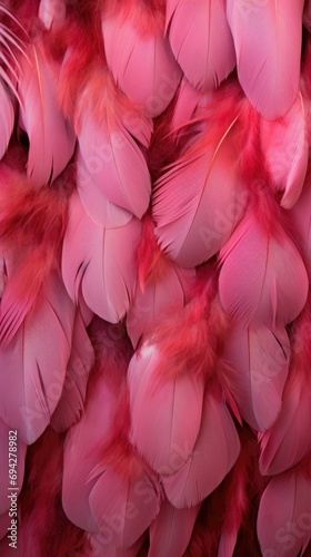 Pink feathers . Vertical background © kramynina