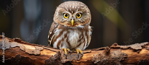 Argentina's Patagonia is home to the Ferruginous Pygmy owl, scientifically known as Glaucidium brasilianum, found in the Calden forest of La Pampa Province. photo