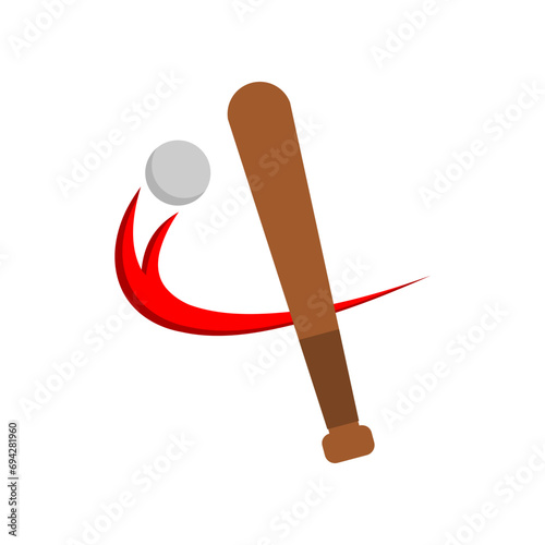 Baseball bat hitting ball sport icon flat vector design
