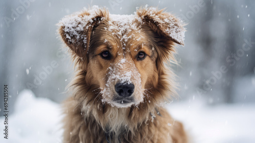 dog in snow Generative Ai