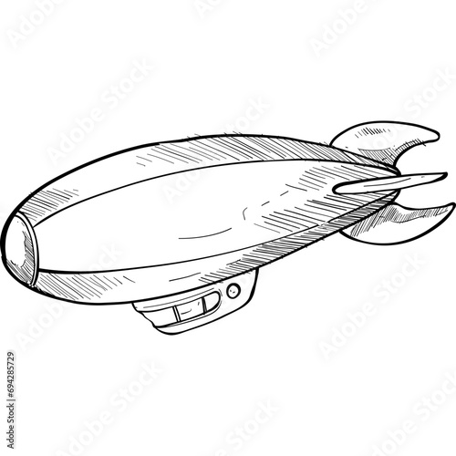 airship zeppelin handdrawn illustration