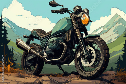 Fotografie View of scrambler motorcycle