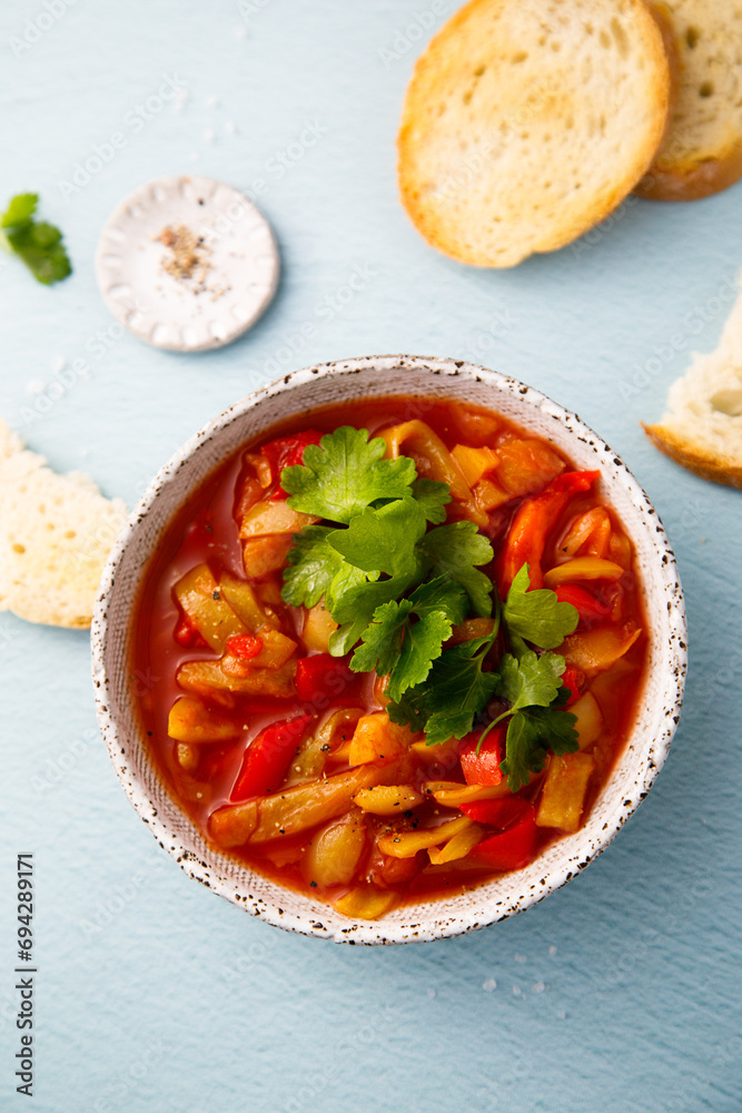 Healthy capsicum ragout with tomato sauce
