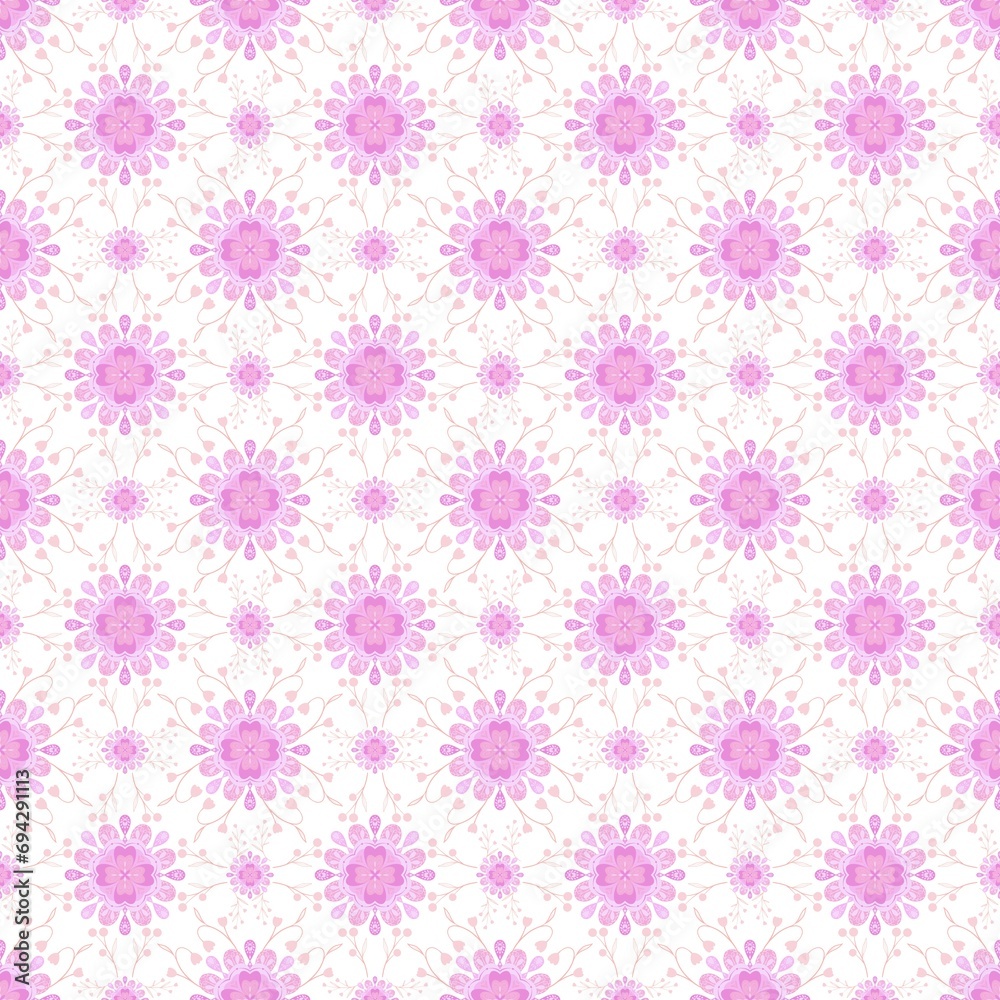 seamless pattern with pink flowers