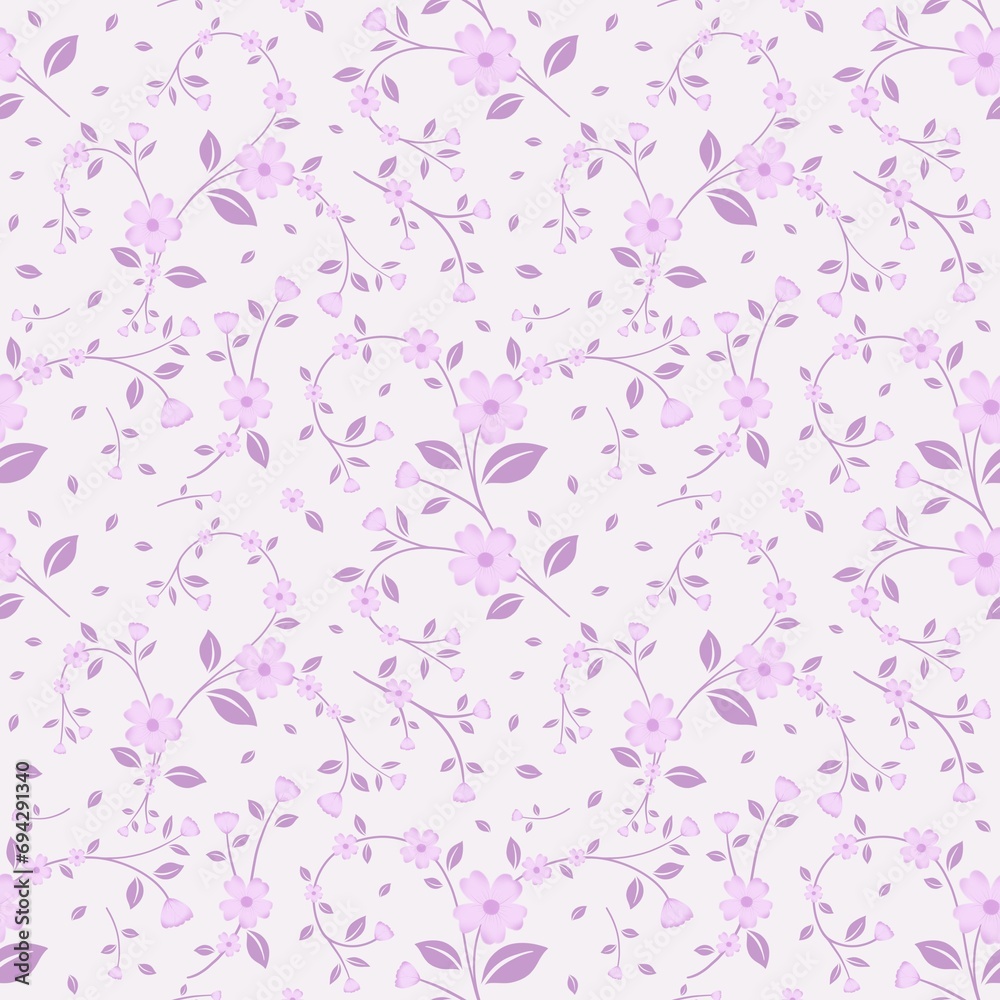 seamless pattern with pink flowers
