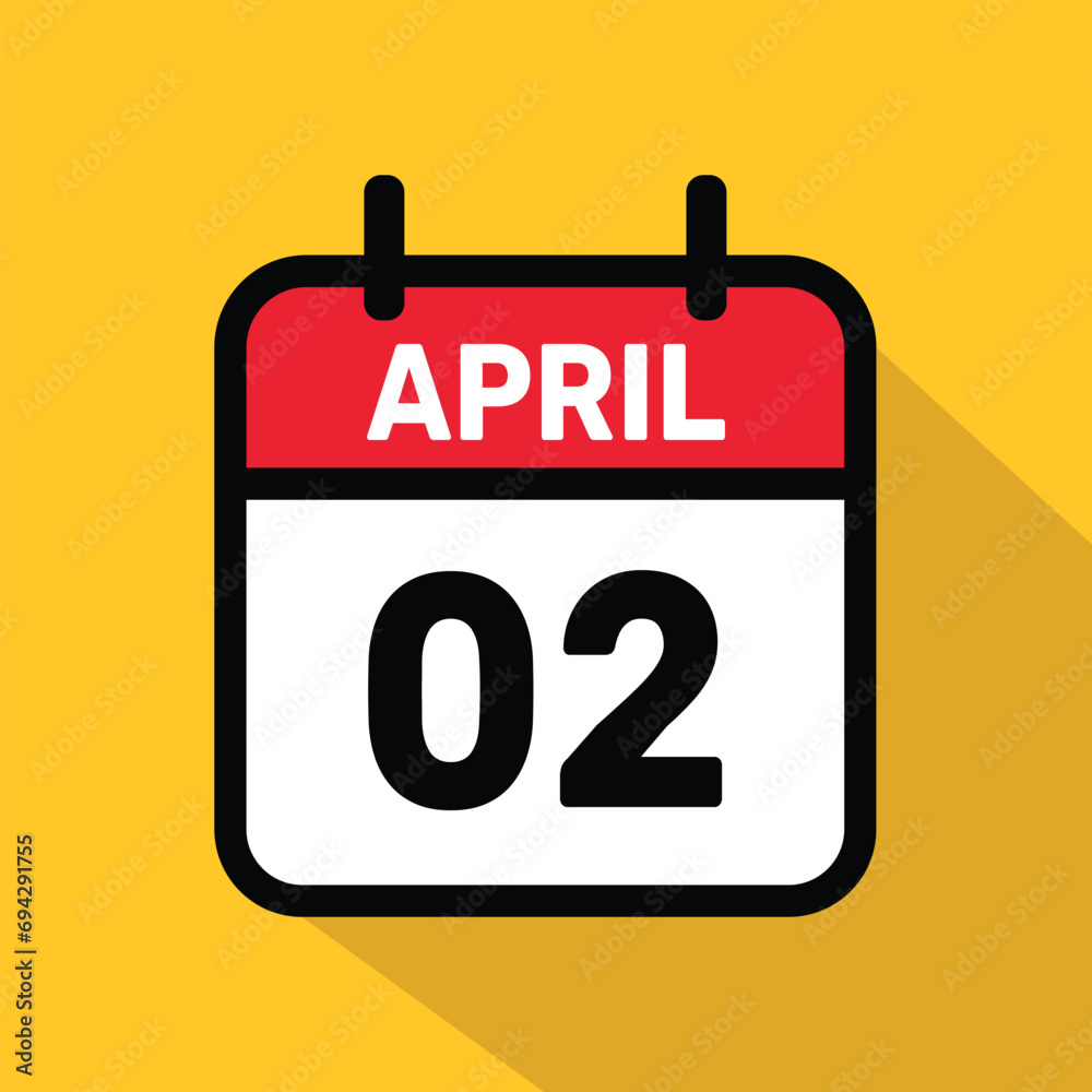 Calendar 02 April Vector illustration background design. Calendar 02 April Vector illustration background design.