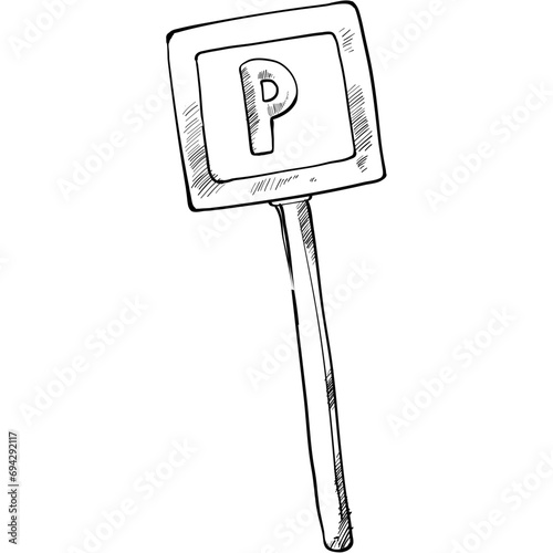 parking sign handdrawn illustration