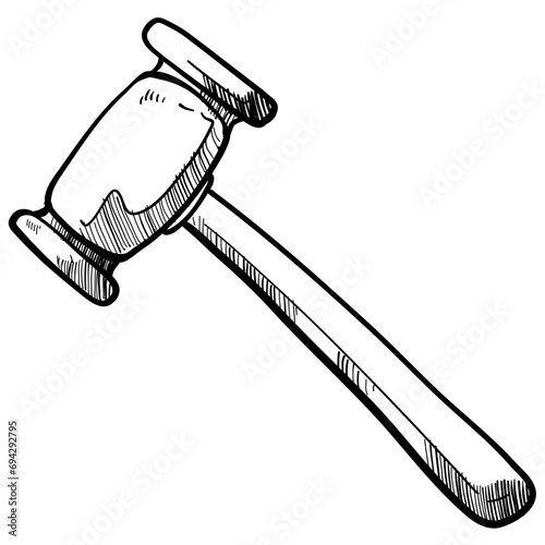 judge's gavel handdrawn illustration