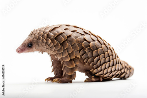 Pangolin on white background