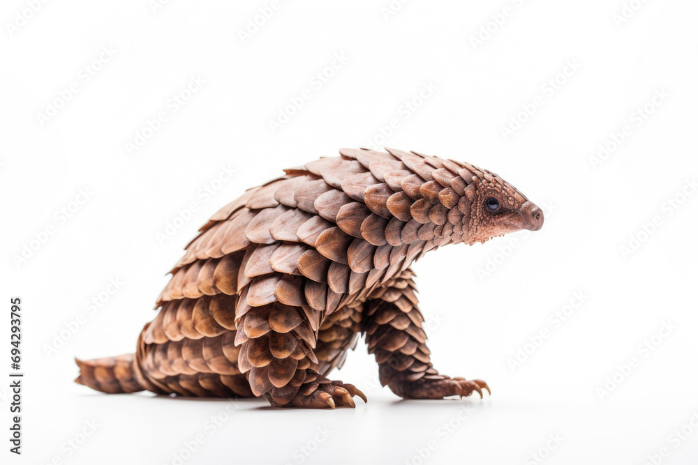 Pangolin on white background