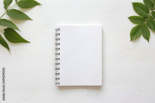 notebook with green leaves