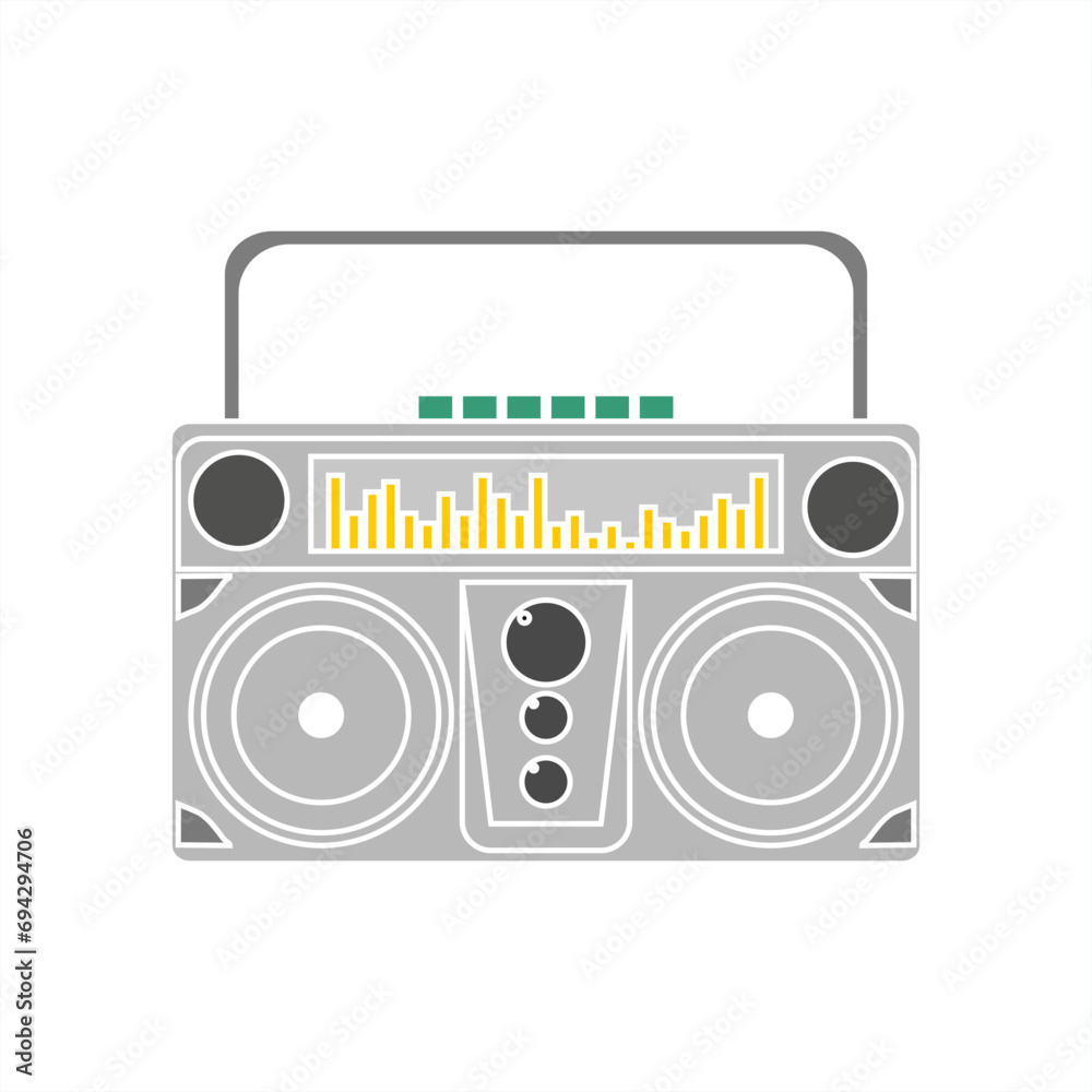 colorful illustration of an old school radio for a retro themed icon or logo